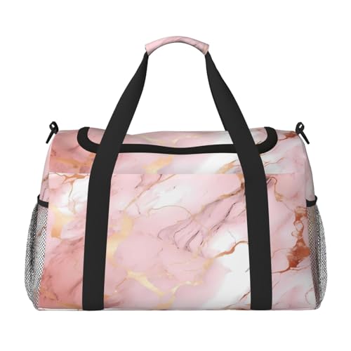 Mexpekil Reisetasche für Herren und Damen, Sporttasche, Wochenende, Übernachtung, Fitnessstudio, Handgepäcktasche, Rosa / Rotgold, mehrfarbig, 19.7x10.2x13 in, Reisetasche von Mexpekil