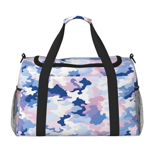 Mexpekil Reisetasche für Herren und Damen, Sporttasche, Wochenende, Übernachtung, Sporttasche, Pink / Blau, mehrfarbig, 19.7x10.2x13 in, Reisetasche von Mexpekil