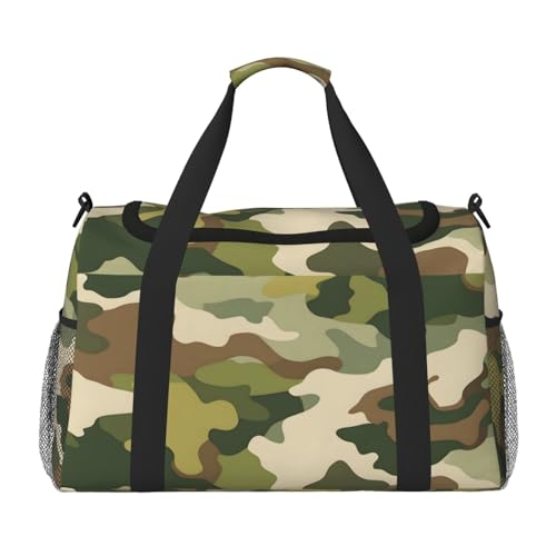 Mexpekil Reisetasche für Herren und Damen, für Sport, Wochenende, Übernachtung, Fitnessstudio, Grün / Grau, mehrfarbig, 19.7x10.2x13 in, Reisetasche von Mexpekil