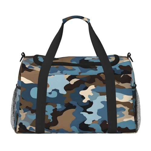 Mexpekil Reisetasche für Herren und Damen, für Sport, Wochenende, Übernachtung, Fitnessstudio, Handgepäck, Grau / Braun, mehrfarbig, 19.7x10.2x13 in, Reisetasche von Mexpekil