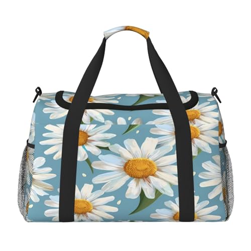 Mexpekil Reisetasche für den Sommer, Gänseblümchen, für Herren und Damen, Sport, Wochenende, Übernachtung, Fitnessstudio, Handgepäcktasche, mehrfarbig, 19.7x10.2x13 in, Reisetasche von Mexpekil