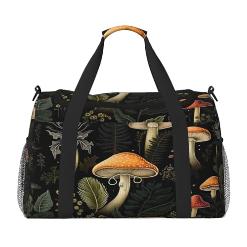 Mexpekil Reisetasche im Retro-Stil, Pilz, für Herren und Damen, Sport, Wochenende, Übernachtung, Fitnessstudio, Handgepäcktasche, mehrfarbig, 19.7x10.2x13 in, Reisetasche von Mexpekil