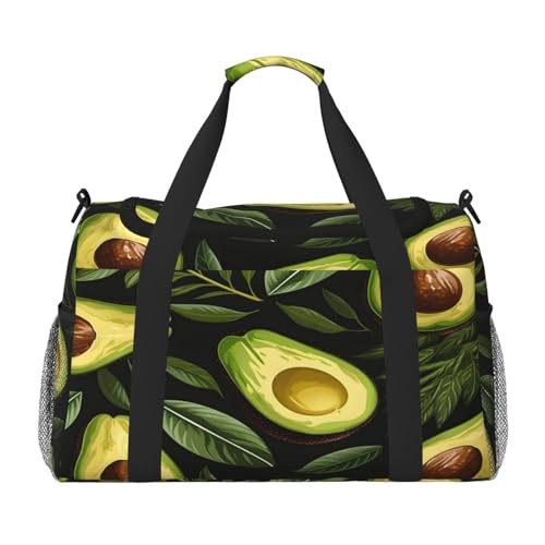 Mexpekil Reisetasche mit Avocado-Früchten, für Herren und Damen, Sport, Wochenende, Übernachtung, Fitnessstudio, Handgepäcktasche, mehrfarbig, 19.7x10.2x13 in, Reisetasche von Mexpekil