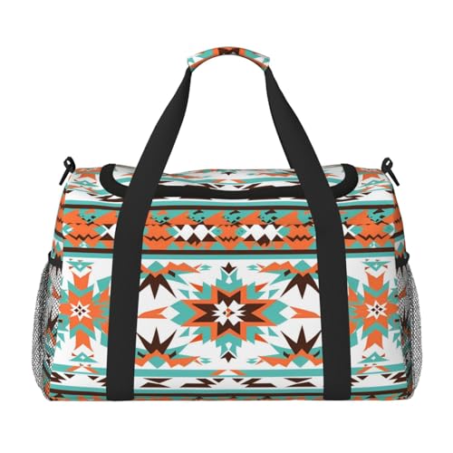 Mexpekil Reisetasche mit Aztekenmuster, für Herren und Damen, Sport, Wochenende, Übernachtung, Fitnessstudio, Handgepäcktasche, mehrfarbig, 19.7x10.2x13 in, Reisetasche von Mexpekil