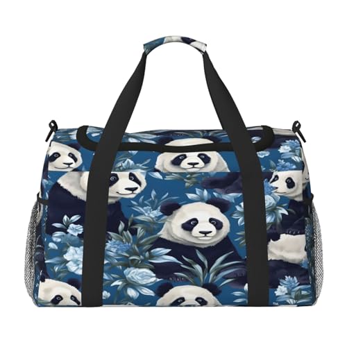 Mexpekil Reisetasche mit Blumenmuster, Pandabär, Handgepäcktasche für Damen und Herren, Sport, Fitnessstudio, leichte Wochenendtasche mit Schultergurt, multi, Einheitsgröße, Reisetasche von Mexpekil