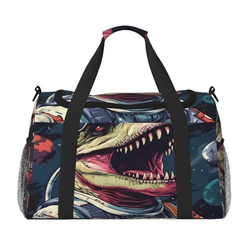 Mexpekil Reisetasche mit Dinosaurier-Planetenmuster, Tragetasche für Damen und Herren, Sport, Fitnessstudio, leichte Wochenendtasche mit Schultergurt, multi, Einheitsgröße, Reisetasche von Mexpekil