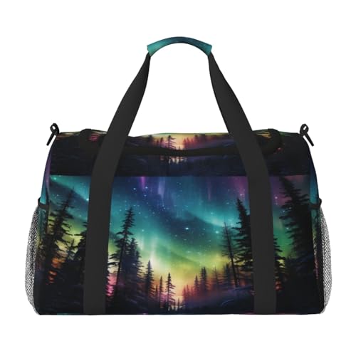 Mexpekil Reisetasche mit Fantasy-Nordlichtern, Aurora, Handgepäcktasche für Damen und Herren, Sporttasche, leicht, Wochenendtasche, Übernachtungstasche, mit Schultergurt, multi, Einheitsgröße von Mexpekil