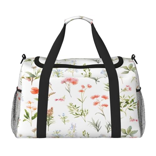 Mexpekil Reisetasche mit Frühlingsblumen, Blumenblättern, für Herren und Damen, Sport, Wochenende, Übernachtung, Fitnessstudio, Handgepäcktasche, mehrfarbig, 19.7x10.2x13 in, Reisetasche von Mexpekil