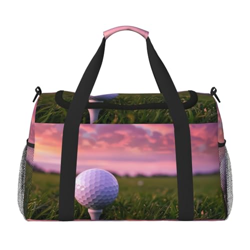 Mexpekil Reisetasche mit Golfball-Muster, für Herren und Damen, Sport, Wochenende, Übernachtung, Fitnessstudio, Handgepäcktasche, mehrfarbig, 19.7x10.2x13 in, Reisetasche von Mexpekil