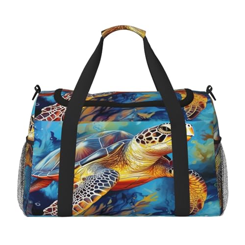 Mexpekil Reisetasche mit Meerestieren, Schildkröte, Kunst, Malerei, Handgepäcktasche für Damen und Herren, Sporttasche, leicht, Wochenendtasche, Übernachtungstasche, mit Schultergurt, multi von Mexpekil