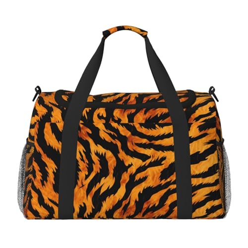 Mexpekil Reisetasche mit Retro-Tigerdruck, für Herren und Damen, Sport, Wochenende, Übernachtung, Fitnessstudio, Handgepäcktasche, mehrfarbig, 19.7x10.2x13 in, Reisetasche von Mexpekil
