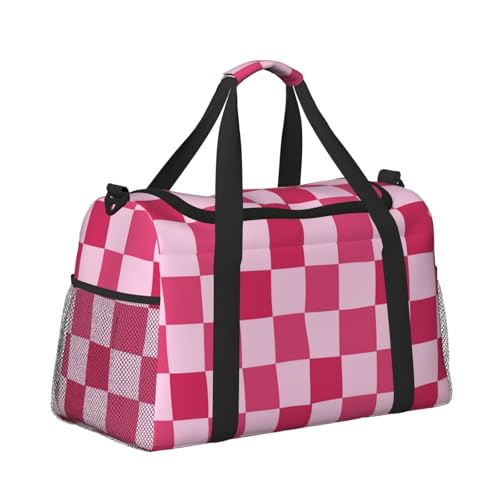 Mexpekil Reisetasche mit Schachbrettmuster, wasserdicht, für Sport, Fitnessstudio, Tanz, groß, faltbar, für Damen und Herren, Rosa / Lila, Schachbrettmuster in Rosa und Violett, Einheitsgröße Mexpekil Reisetasche mit Schachbrettmuster, wasserdicht, für Sport, Fitnessstudio, Tanz, groß, faltbar, für Damen und Herren, Rosa / Lila, Schachbrettmuster in Rosa und Violett, Einheitsgröße von Mexpekil
