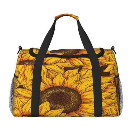 Mexpekil Reisetasche mit Sonnenblumen-Motiv, für Herren und Damen, Sport, Wochenende, Übernachtung, Fitnessstudio, Handgepäcktasche, mehrfarbig, 19.7x10.2x13 in, Reisetasche von Mexpekil