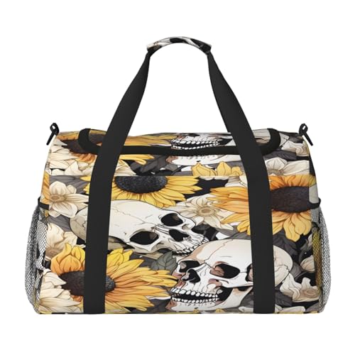 Mexpekil Reisetasche mit Sonnenblumen-Motiv, für Herren und Damen, Sport, Wochenende, Übernachtung, Fitnessstudio, Handgepäcktasche, mehrfarbig, 19.7x10.2x13 in, Reisetasche von Mexpekil