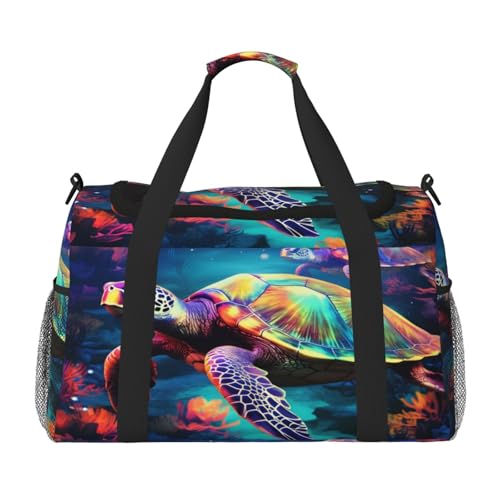 Mexpekil Reisetasche mit Tierschildkröten, Handgepäcktasche für Damen und Herren, Sporttasche, leicht, Wochenendtasche, Übernachtungstasche, mit Schultergurt, multi, Einheitsgröße, Reisetasche von Mexpekil