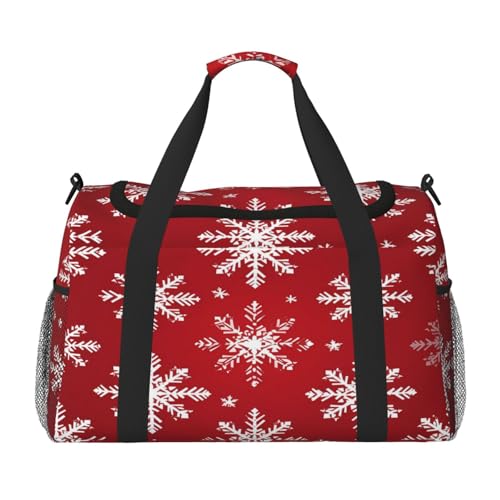 Mexpekil Reisetasche mit Weihnachtsschneeflocken-Muster, für Herren und Damen, Sport, Wochenende, Übernachtung, Fitnessstudio, Handgepäcktasche, mehrfarbig, 19.7x10.2x13 in, Reisetasche von Mexpekil