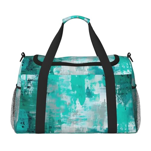 Mexpekil Reisetasche mit abstraktem blaugrünem Türkis, Graffiti-Malerei, Handgepäcktasche für Damen und Herren, Sport, Turnbeutel, leicht, Wochenendtasche, Übernachtungstasche, mit Schultergurt, multi von Mexpekil
