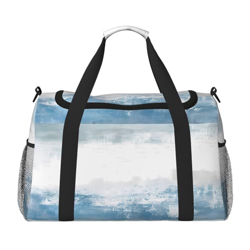 Mexpekil Reisetasche mit abstrakter blau-weißer Textur, für Herren und Damen, Sport, Wochenende, Übernachtung, Fitnessstudio, Handgepäcktasche, mehrfarbig, 19.7x10.2x13 in, Reisetasche von Mexpekil