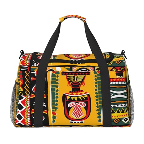 Mexpekil Reisetasche mit afrikanischem Muster, geometrisches Muster, für Herren und Damen, Sport, Wochenende, Übernachtung, Fitnessstudio, Handgepäcktasche, mehrfarbig, 19.7x10.2x13 in, Reisetasche von Mexpekil