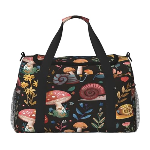 Mexpekil Reisetasche mit bunten Schnecken, Pilz, für Herren und Damen, Sport, Wochenende, Übernachtung, Fitnessstudio, Handgepäcktasche, mehrfarbig, 19.7x10.2x13 in, Reisetasche von Mexpekil