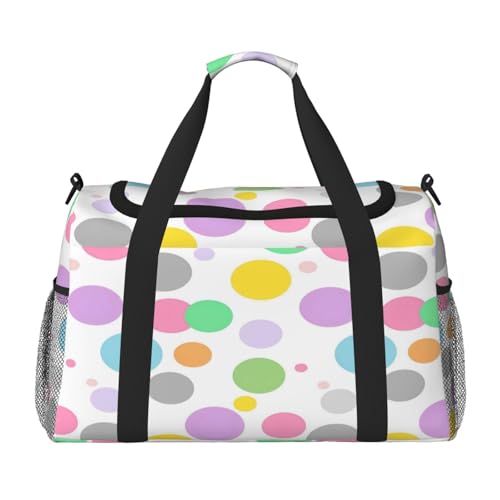 Mexpekil Reisetasche mit farbigen geometrischen Punkten, für Herren und Damen, Sport, Wochenende, Übernachtung, Fitnessstudio, Handgepäcktasche, mehrfarbig, 19.7x10.2x13 in, Reisetasche von Mexpekil