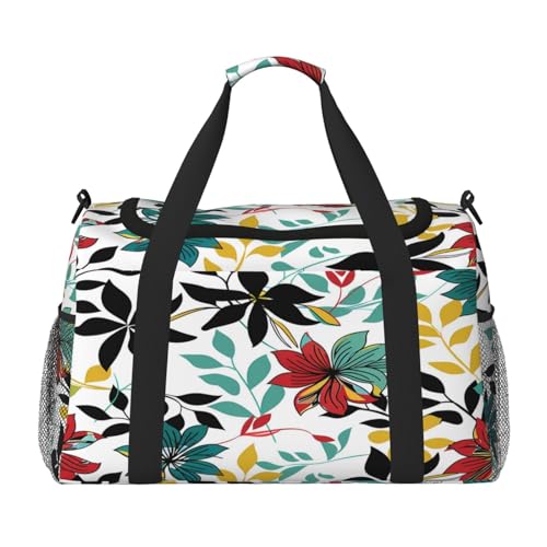 Mexpekil Reisetasche mit geometrischem Blumenmuster, für Herren und Damen, Sport, Wochenende, Übernachtung, Fitnessstudio, Handgepäcktasche, mehrfarbig, 19.7x10.2x13 in, Reisetasche von Mexpekil