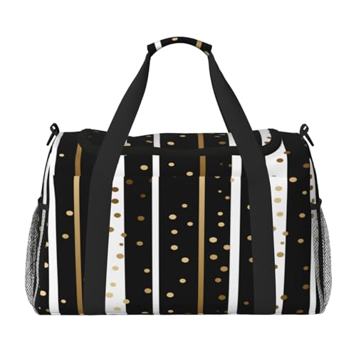 Mexpekil Reisetasche mit goldfarbenen Punkten, Handgepäcktasche für Damen und Herren, Sporttasche, leicht, Wochenendtasche, Übernachtungstasche, mit Schultergurt, multi, Einheitsgröße, Reisetasche von Mexpekil
