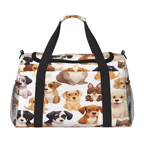 Mexpekil Reisetasche mit niedlichem Hundemuster, für Herren und Damen, Sport, Wochenende, Übernachtung, Fitnessstudio, Handgepäcktasche, mehrfarbig, 19.7x10.2x13 in, Reisetasche von Mexpekil