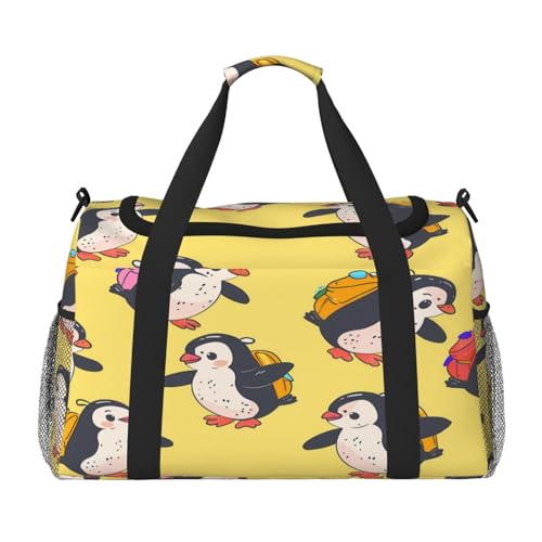 Mexpekil Reisetasche mit niedlichem Pinguin-Motiv, für Herren und Damen, Sport, Wochenende, Übernachtung, Fitnessstudio, Handgepäcktasche, mehrfarbig, 19.7x10.2x13 in, Reisetasche von Mexpekil