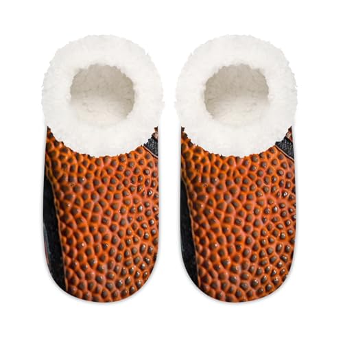 Mexpekil Retro Basketball Textur Damen Hausschuhe Fuzzy House Slipper rutschfeste Schuhe für Damen Herren Damen, Retro-Basketball-Textur, Large von Mexpekil