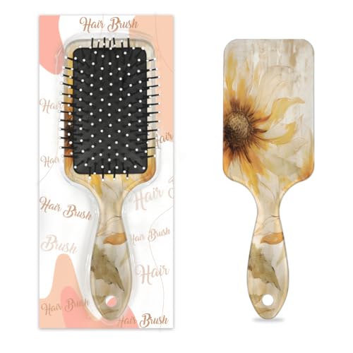 Mexpekil Retro Grunge Sonnenblume Entwirrungspaddel-Haarbürste, nasses, trockenes Haar, Massage-Luftkissen-Kamm für Mädchen, Damen, Herren von Mexpekil