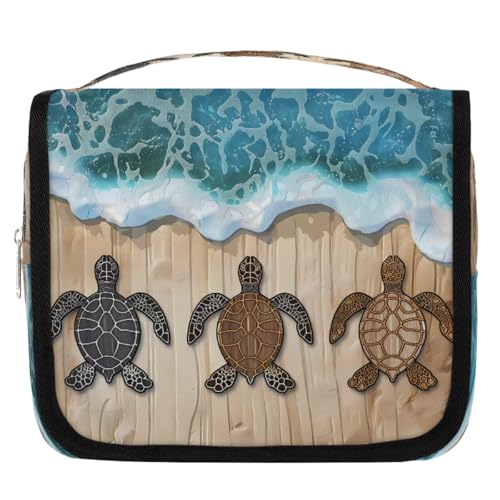 Mexpekil Retro-Holz-Kulturbeutel für Damen, Herren, Damen, wasserdicht, zum Aufhängen, Reise-Kulturbeutel mit Haken, Kosmetik-Make-up-Tasche von Mexpekil