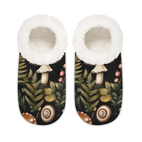 Mexpekil Retro Mushtoom Libelle Schnecke Gänseblümchen Damen Hausschuhe Fuzzy House Slipper rutschfeste Schuhe für Damen Herren Damen, Retro Mushtoom Libelle Schnecke Gänseblümchen, Medium Breit von Mexpekil