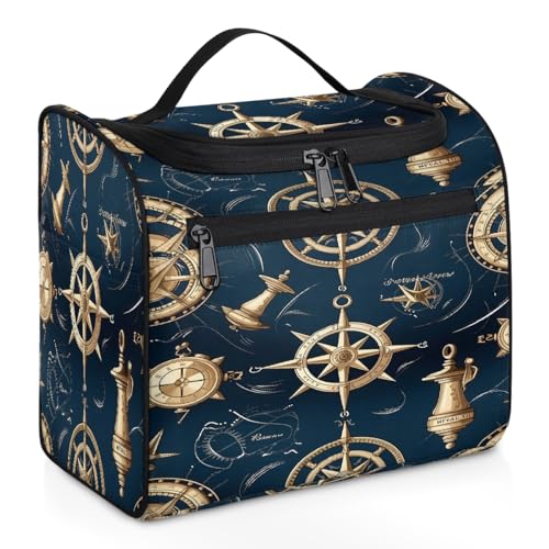 Mexpekil Retro Sea Anchor Ruder hängende Kulturbeutel für Damen und Herren, groß, wasserdicht, Make-up, Kosmetik, Kulturbeutel für Reisen, mehrfarbig, 10.2 x 6.5 x 9.2 inches, Kulturbeutel von Mexpekil