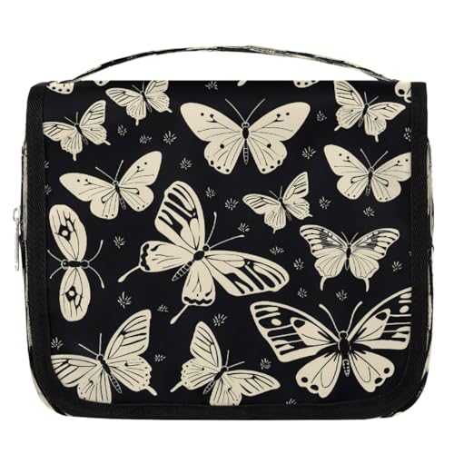 Mexpekil Retro Tier Schmetterling Kulturbeutel für Damen Herren Damen Wasserdicht Hängende Reise Kulturbeutel mit Haken Kosmetik Make-up Tasche Organizer von Mexpekil