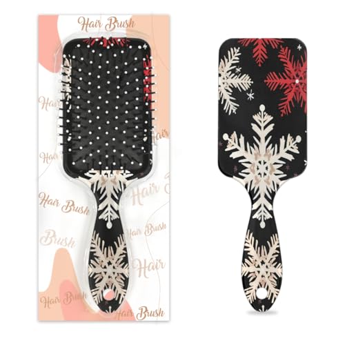 Mexpekil Retro Weihnachten Schnee Schneeflocken Entwirren Paddel Haarbürste Nass Trocken Haar Bürsten Massage Luftkissen Kamm für IDs Mädchen Damen Herren von Mexpekil