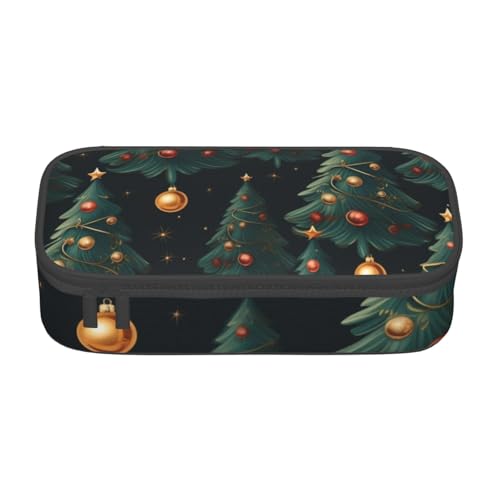 Mexpekil Rot Grün Weihnachten Darts Federmäppchen für Mädchen Jungen Federmäppchen Schreibwaren Organizer mit Fächern Schulbedarf Tasche für Studenten Büro, Grünes Weihnachtsbaumglockenmuster von Mexpekil