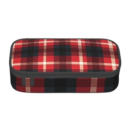 Mexpekil Rot Grün Weihnachten Darts Federmäppchen für Mädchen Jungen Federmäppchen Schreibwaren Organizer mit Fächern Schulbedarf Tasche für Studenten Büro, Rotes Büffelkaro, Einheitsgröße von Mexpekil