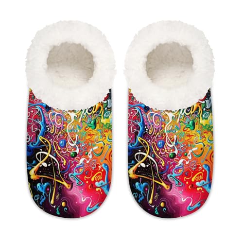 Mexpekil Schwarze abstrakte Mathehausschuhe für Damen und Herren, mathematischer Memory-Schaum, Hausschuhe, Hausschuhe, Socken, multi, 6/6.5 UK Wide von Mexpekil