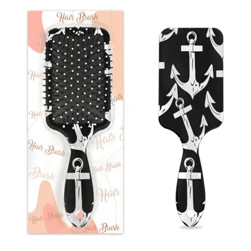 Mexpekil Sea Anchor Haarbürste, zum Entwirren, für nasse und trockene Haare, Massage, Luftkissen, Kamm für Mädchen, Damen, Herren, Schwarz / Weiß von Mexpekil