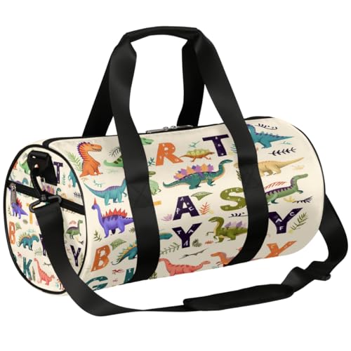Mexpekil Seesack mit Schuhfach, wasserdicht, Großbuchstaben, Alphabet, Dinosaurier, Reiserucksack für Fitness, Fitnessstudio, Wochenendausflüge, Großbuchstaben-Dinosaurier von Mexpekil