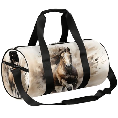 Mexpekil Seesack mit Schuhfach, wasserdicht, Pferde im Grasland, Ölgemälde-Stil, Reiserucksack für Fitness, Fitnessstudio, Wochenendausflüge, Pferde im Grasland-Ölgemälde-Stil von Mexpekil