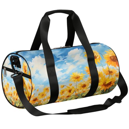 Mexpekil Seesack mit Schuhfach, wasserdicht, Sonnenblumengarten, Aquarell-Reiserucksack für Fitness, Fitnessstudio, Wochenendausflüge, Sonnenblumengarten, Aquarell von Mexpekil