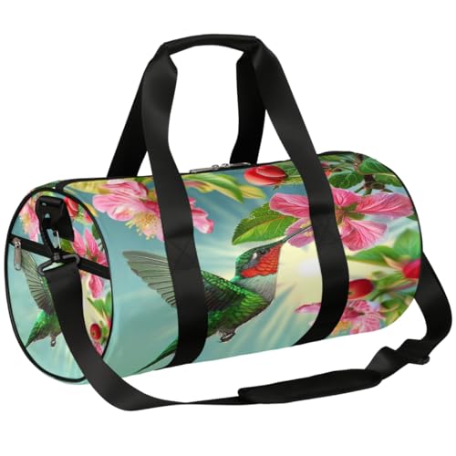 Mexpekil Seesack mit Schuhfach, wasserdicht, grüner Vogel-Blumen-Reiserucksack für Fitness, Fitnessstudio, Wochenendausflüge, Grüne Vogelblume von Mexpekil