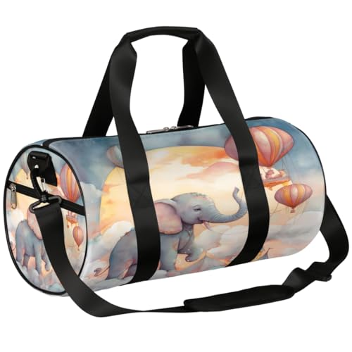Mexpekil Seesack mit Schuhfach, wasserdichter Elefanten-Heißluftballon-Reiserucksack für Fitness, Fitnessstudio, Wochenendausflüge, Elefant Heißluftballon Aquarell von Mexpekil
