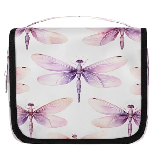 Mexpekil Sommer Libellen-Druck Kulturbeutel für Damen Herren Damen, wasserdichte hängende Reise-Kulturbeutel mit Haken, Kosmetik-Make-up-Tasche Organizer von Mexpekil