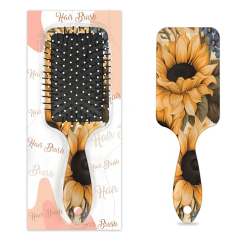 Mexpekil Sonnenblumen-Haarbürste, zum Entwirren, für nasse und trockene Haare, Massage, Luftkissen, Kamm für Mädchen, Damen, Herren von Mexpekil