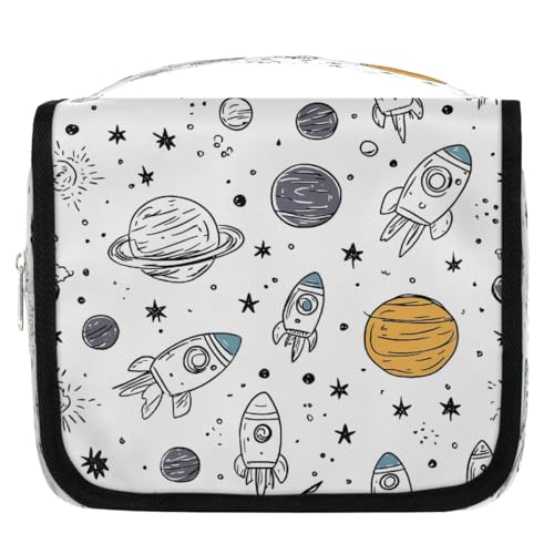 Mexpekil Space Universe Planets Rockets Kulturbeutel für Damen Herren Damen, wasserdichte hängende Reise-Kulturbeutel mit Haken, Kosmetik-Make-up-Tasche Organizer Mexpekil Space Universe Planets Rockets Kulturbeutel für Damen Herren Damen, wasserdichte hängende Reise-Kulturbeutel mit Haken, Kosmetik-Make-up-Tasche Organizer von Mexpekil