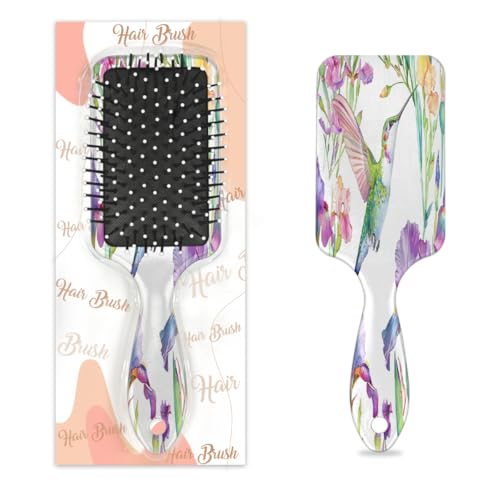 Mexpekil Spring Kolibri Iris Blume Entwirrung Paddel Haarbürste Nass Trocken Haar Bürsten Massage Luftkissen Kamm für IDs Mädchen Damen Herren von Mexpekil