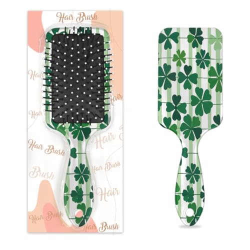 Mexpekil St Patricks Kleeblatt-Haarbürste, zum Entwirren von nassen und trockenen Haaren, Massage-Luftkissen-Kamm für Mädchen, Damen, Herren von Mexpekil